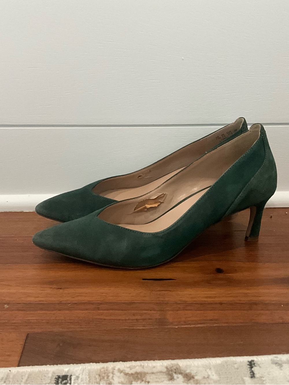27 EDIT Forest Green Suede Pointed-Toe Pumps
